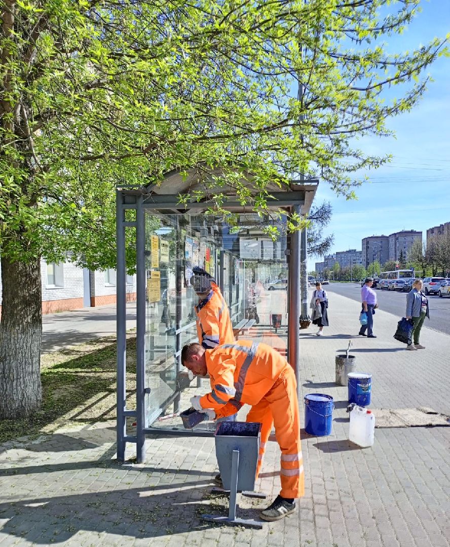 благоустройство, транспорт, остановочные комплексы, серпухов, автобусные остановки, покраска остановок,