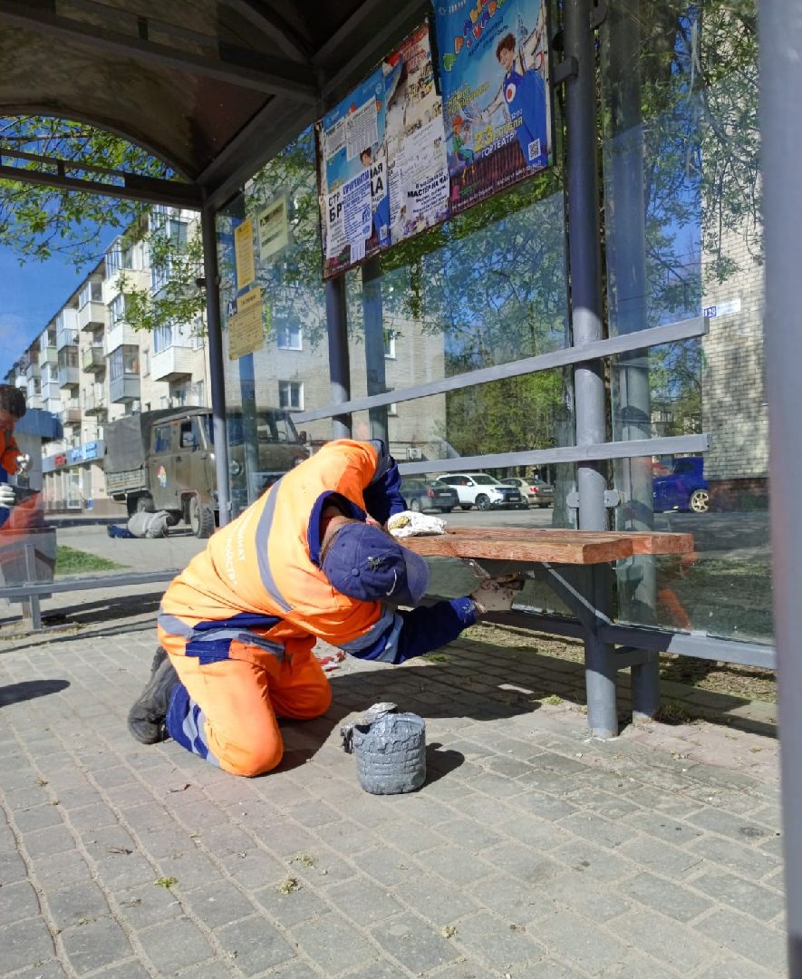 благоустройство, транспорт, остановочные комплексы, серпухов, автобусные остановки, покраска остановок,