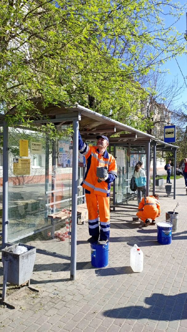 благоустройство, транспорт, остановочные комплексы, серпухов, автобусные остановки, покраска остановок,