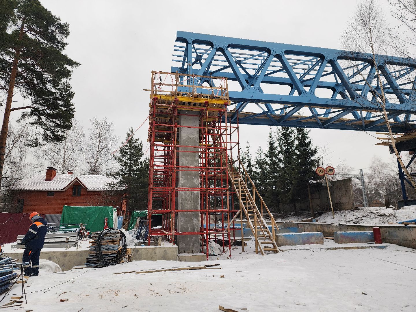 Строительство, Переход, Железная дорога, вертикалки,