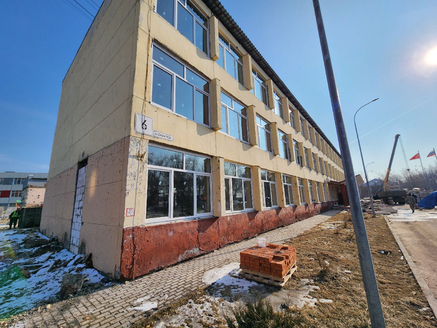серпухов, улица джона рида, школа 17, капитальный ремонт школы, строительство,