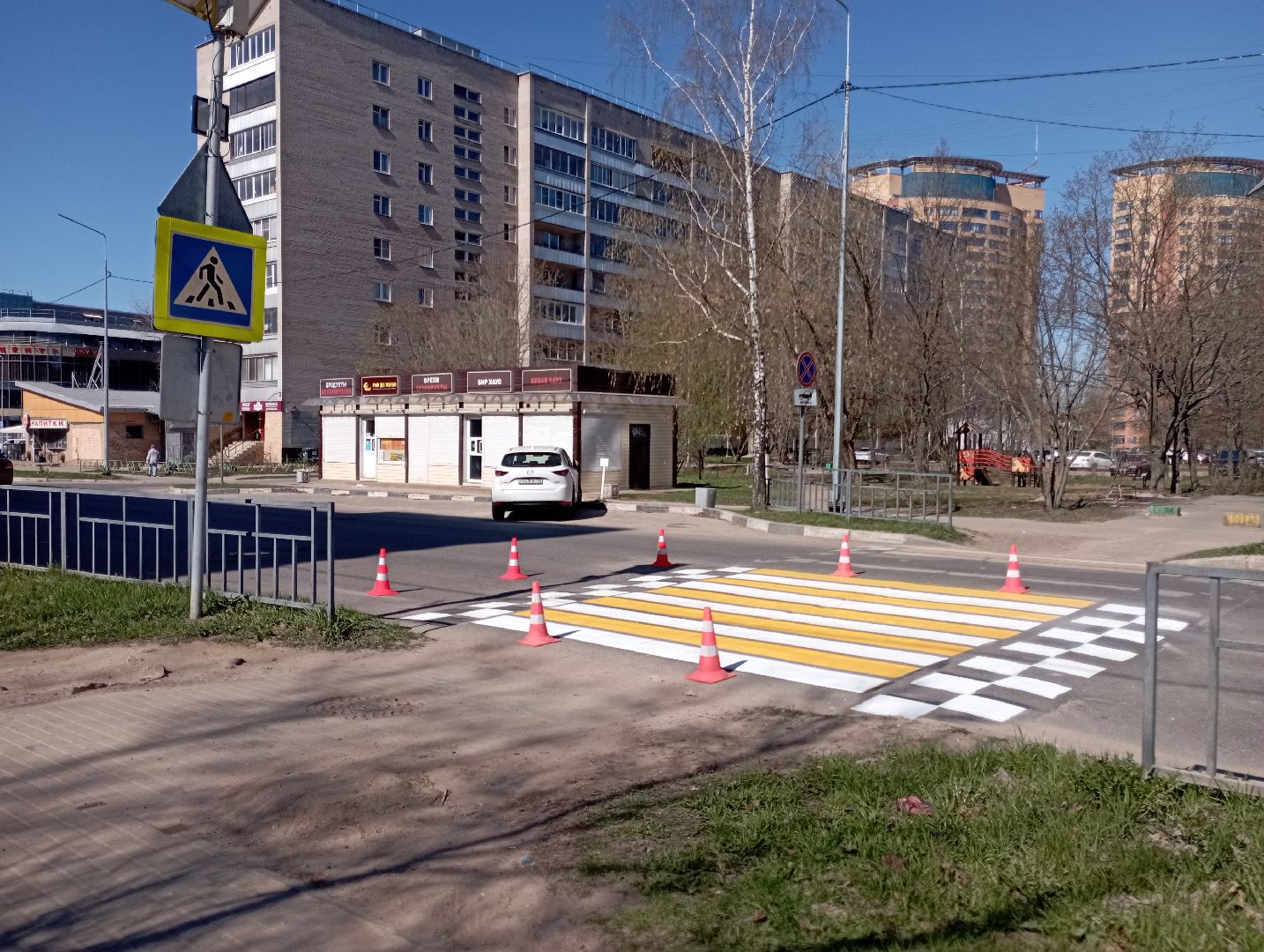 благоустройство, обновление дорожной разметки, пешеходные переходы, Дубна