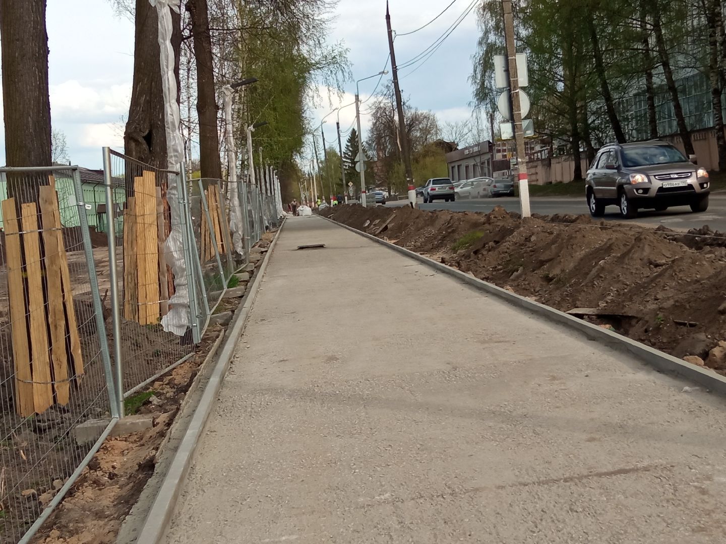 Павловский Посад, городской округ Павловский Посад, парк, Дубрава, тротуар, строительство
