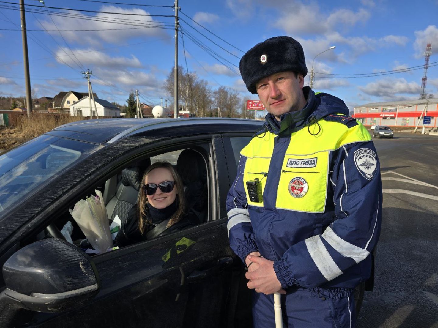 можайск, можайский муниципальный округ, подмосковье, Госавтоинспекция, 8 марта, международный женский день, поздравление, сотрудники ДПС,