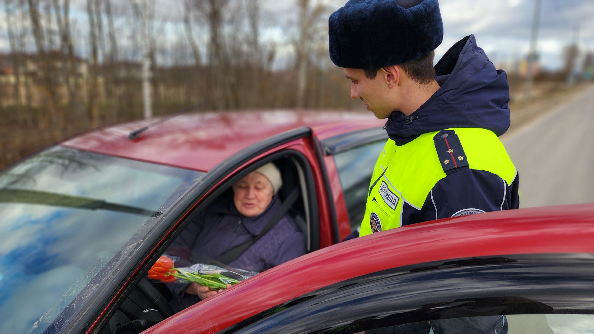 госавтоинспекция, Руза, автоледи, цветы для автоледи, Безопасность,гибдд,