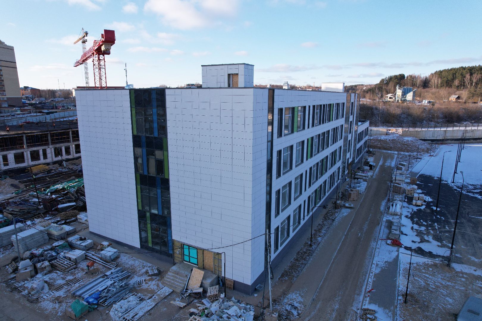 видео с коптера, микрорайон восточный, одинцовский городской округ, строительство школы,