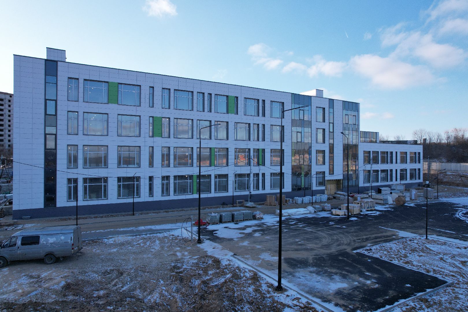 видео с коптера, микрорайон восточный, одинцовский городской округ, строительство школы,