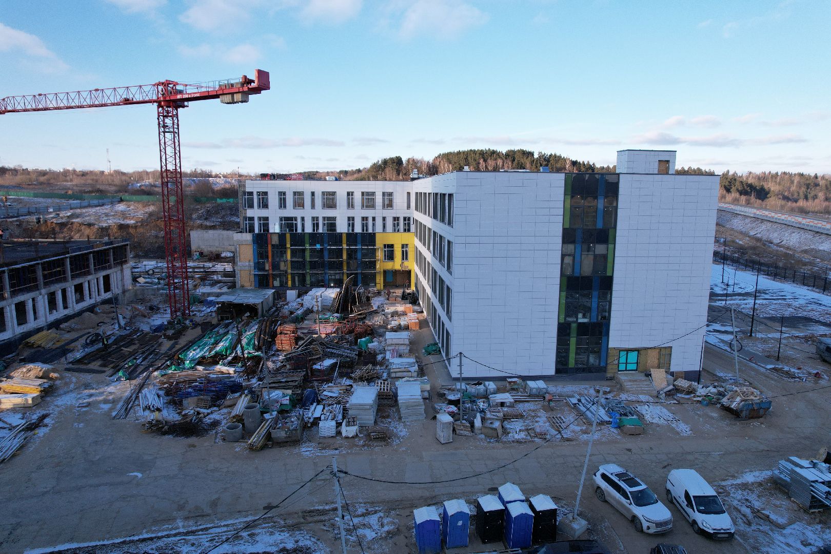 видео с коптера, микрорайон восточный, одинцовский городской округ, строительство школы,