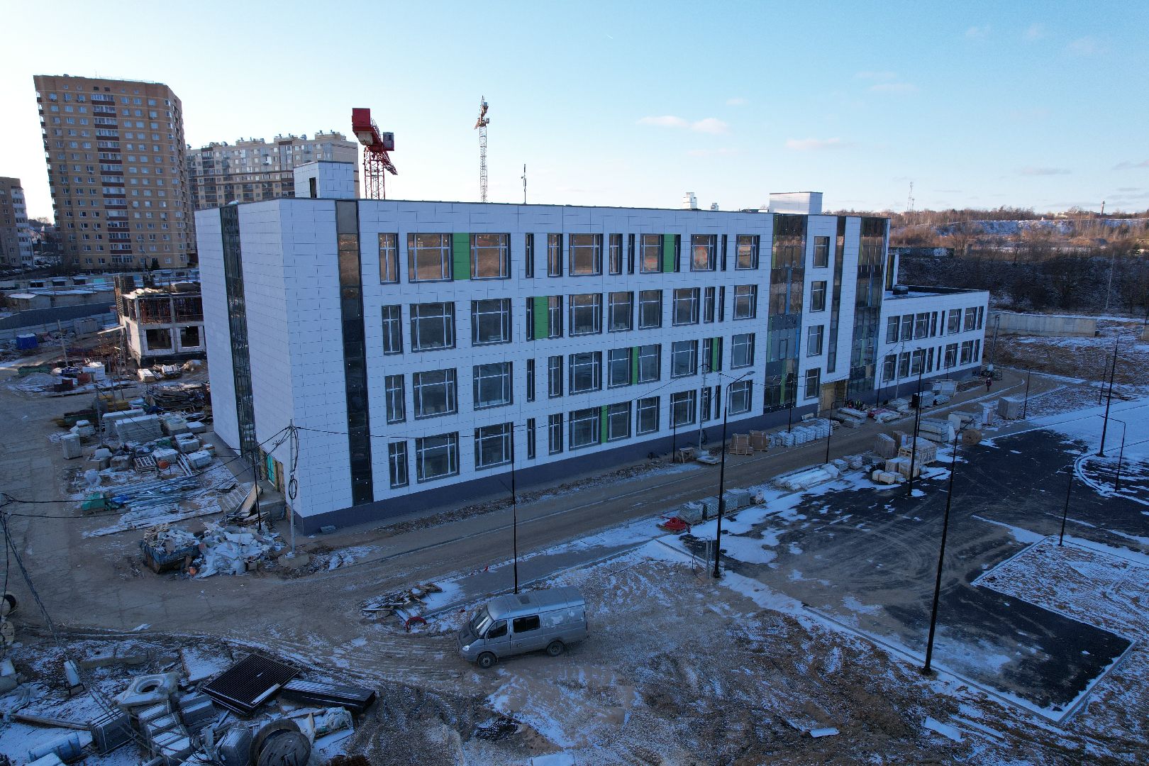 видео с коптера, микрорайон восточный, одинцовский городской округ, строительство школы,