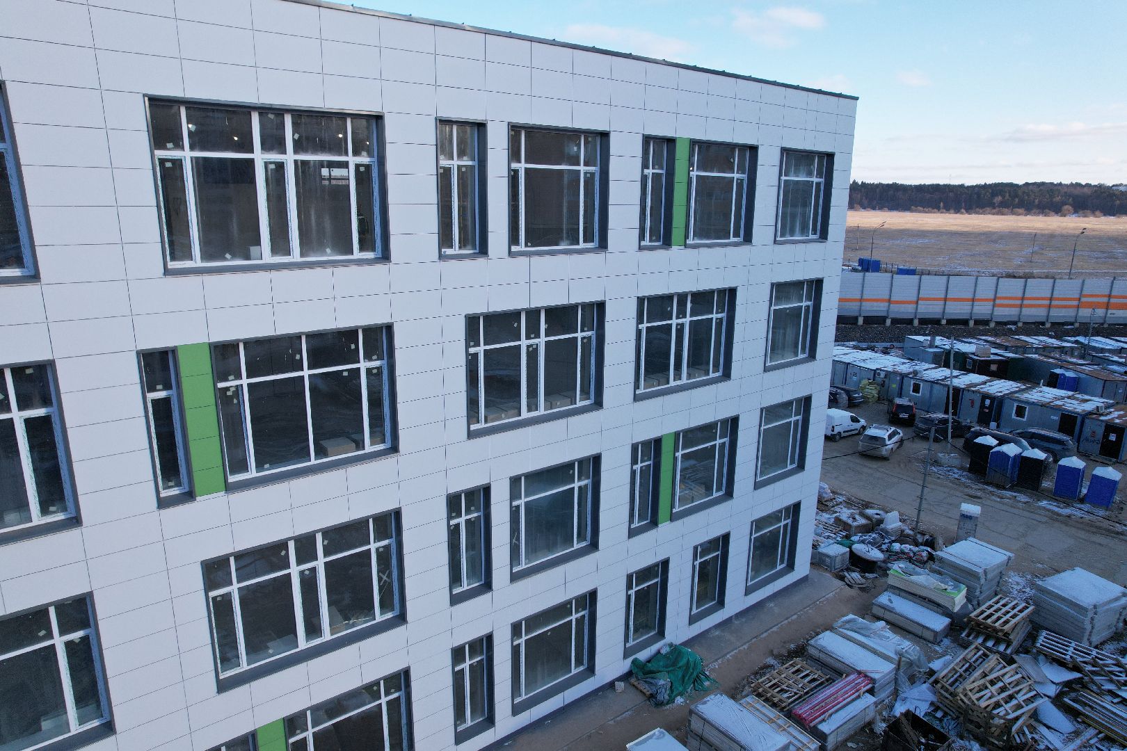 видео с коптера, микрорайон восточный, одинцовский городской округ, строительство школы,