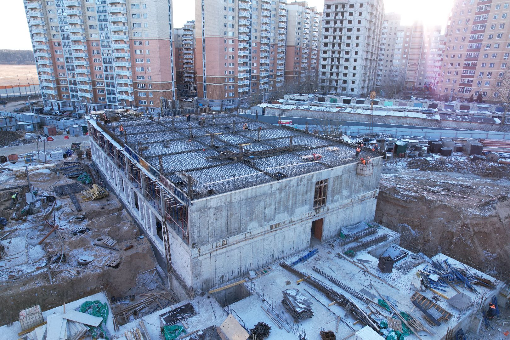 видео с коптера, микрорайон восточный, одинцовский городской округ, строительство школы,