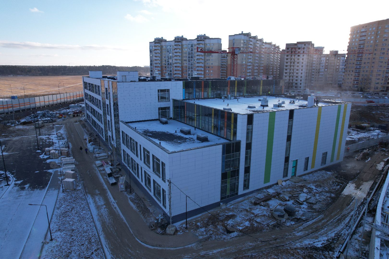 видео с коптера, микрорайон восточный, одинцовский городской округ, строительство школы,