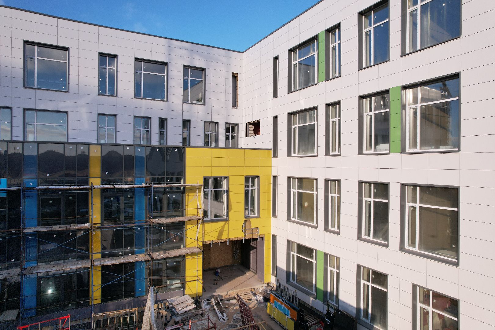 видео с коптера, микрорайон восточный, одинцовский городской округ, строительство школы,