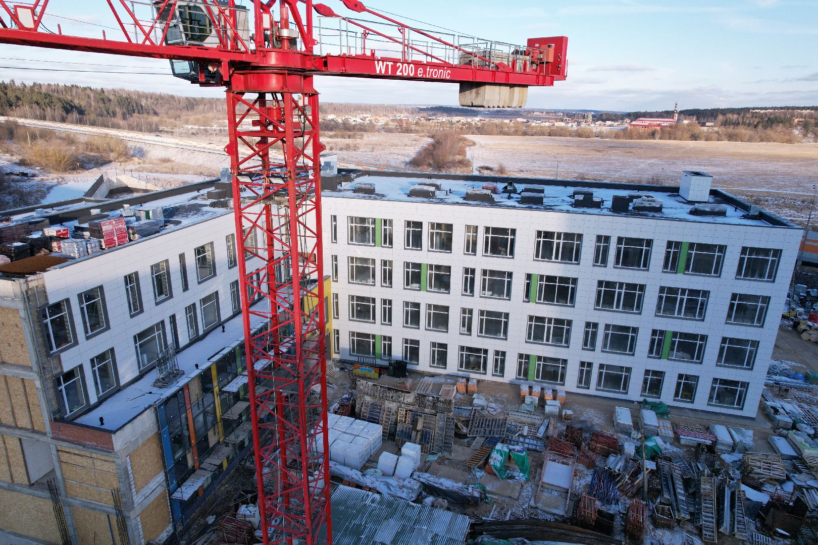 видео с коптера, микрорайон восточный, одинцовский городской округ, строительство школы,