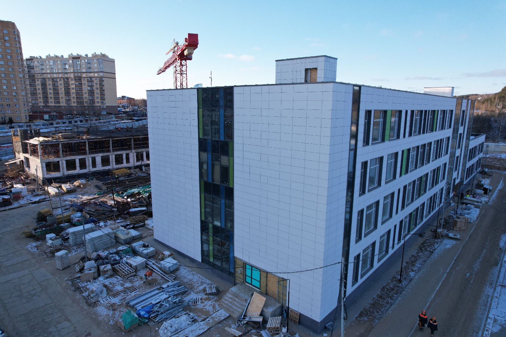 видео с коптера, микрорайон восточный, одинцовский городской округ, строительство школы,