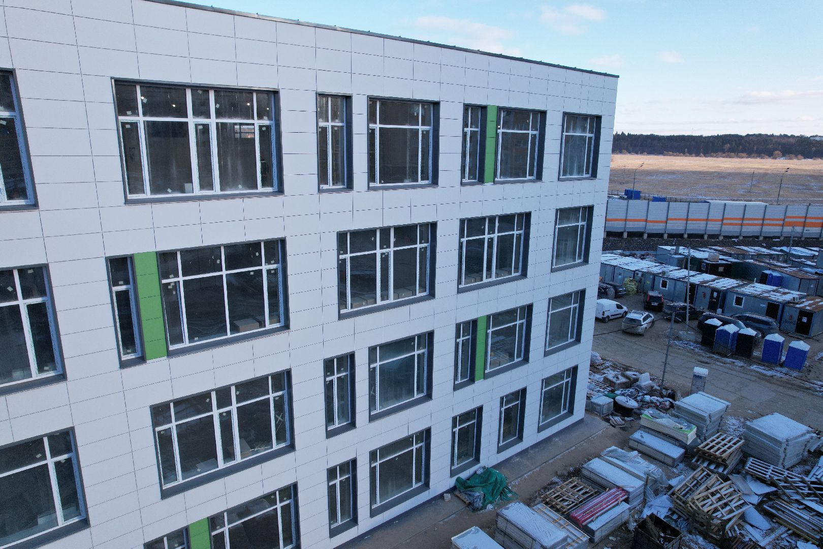 видео с коптера, микрорайон восточный, одинцовский городской округ, строительство школы,