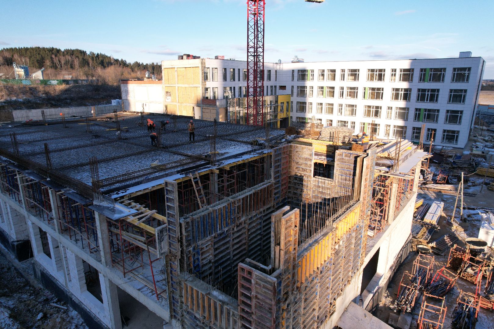 видео с коптера, микрорайон восточный, одинцовский городской округ, строительство школы,