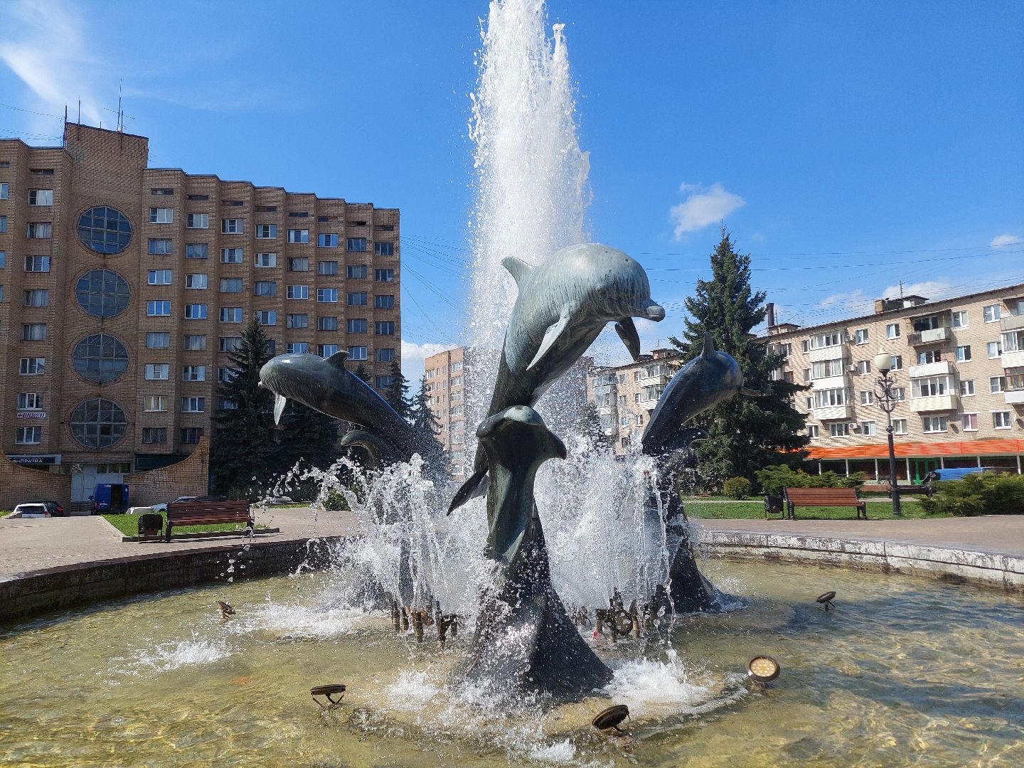 благоустройство, фонтан, Пущино