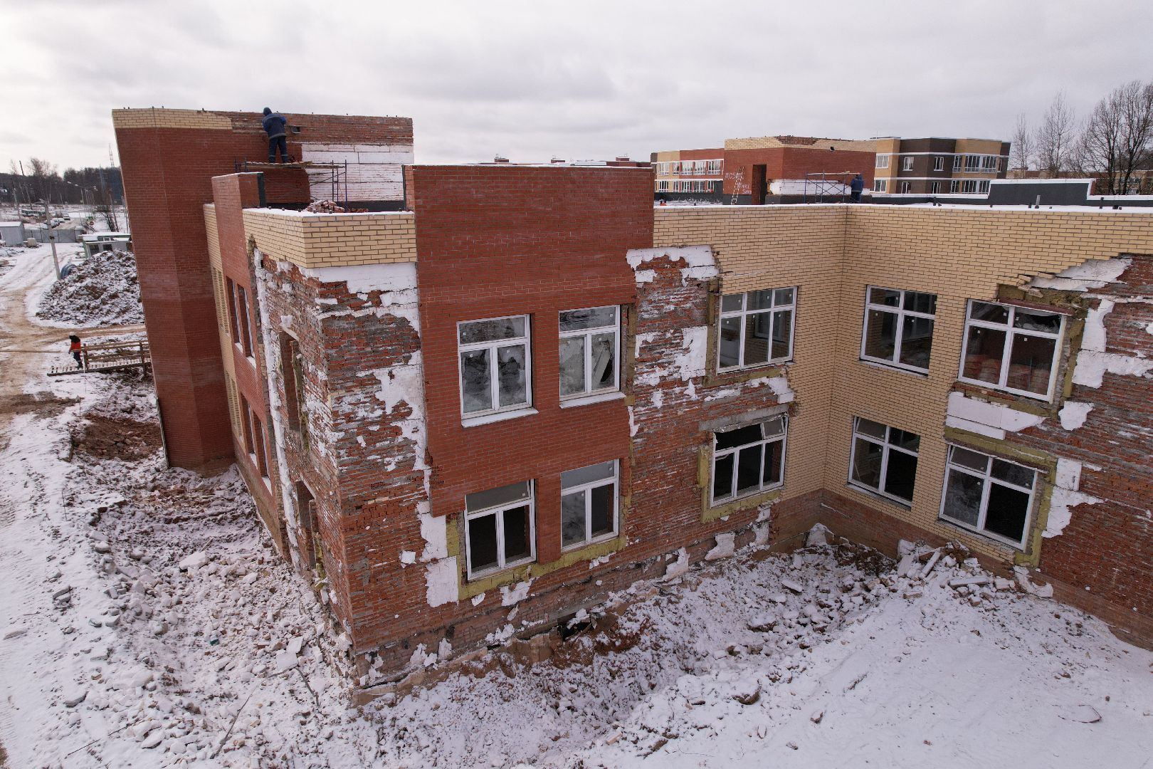 видео с коптера, жк малая истра, строительство детского сада,