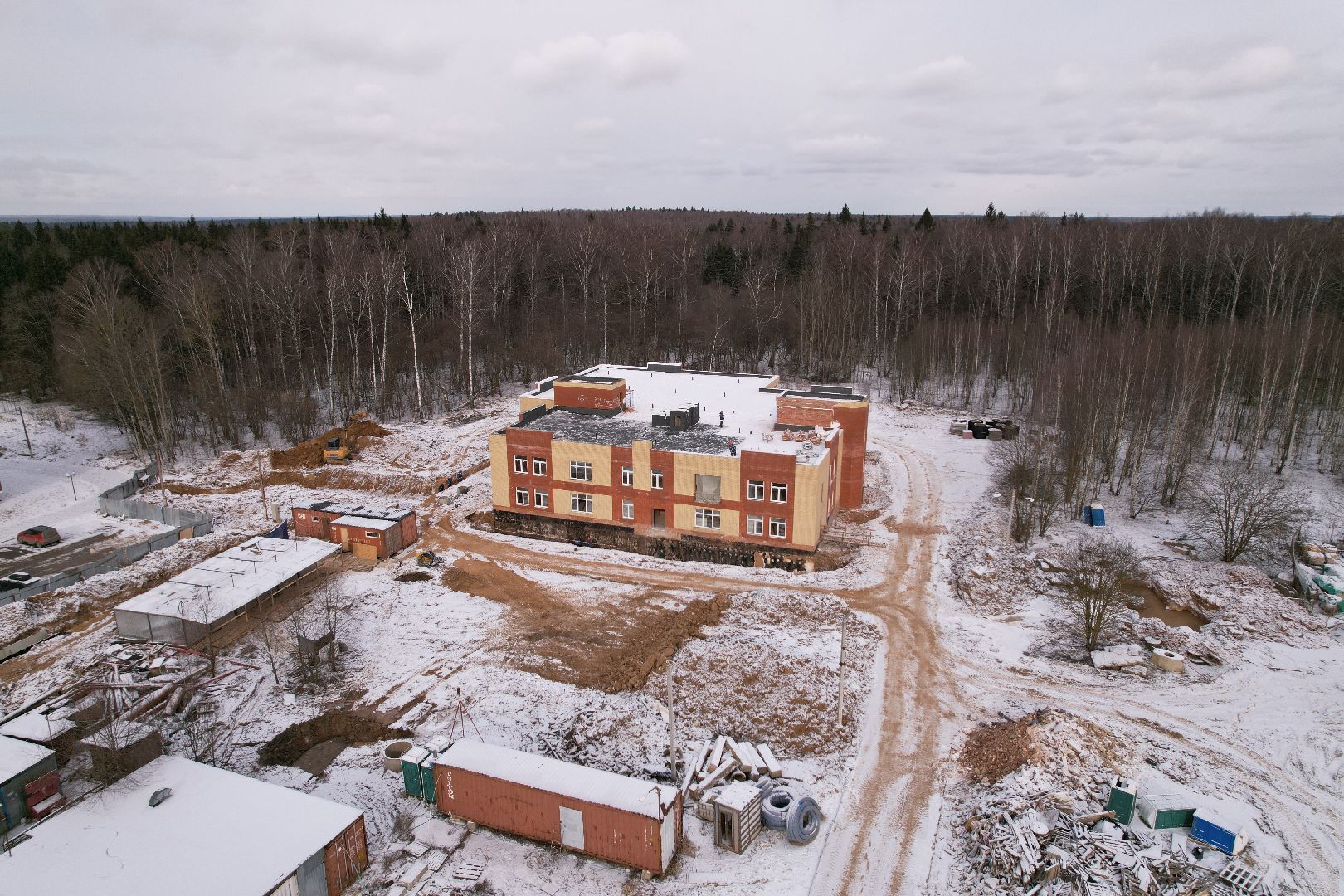 видео с коптера, жк малая истра, строительство детского сада,