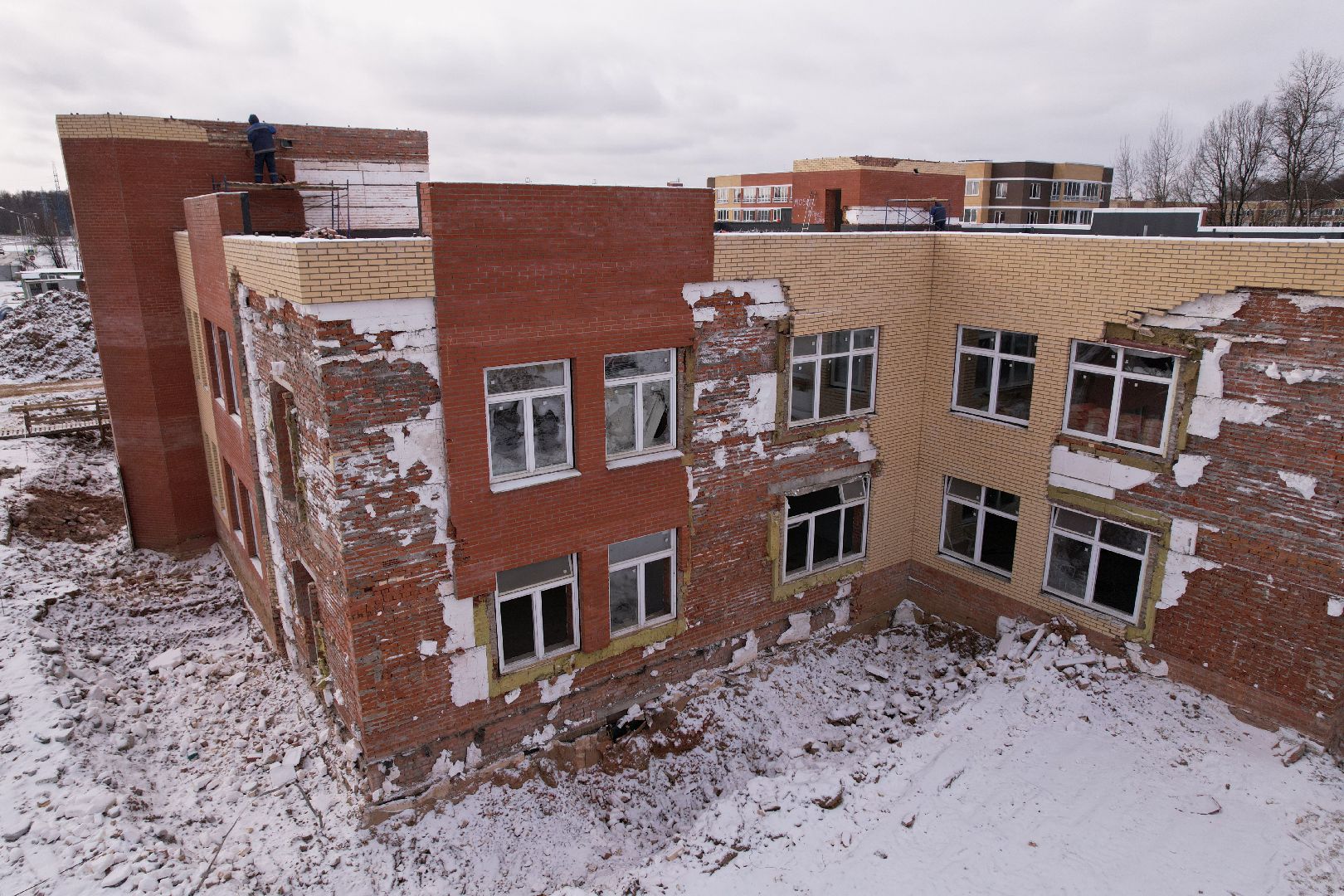 видео с коптера, жк малая истра, строительство детского сада,