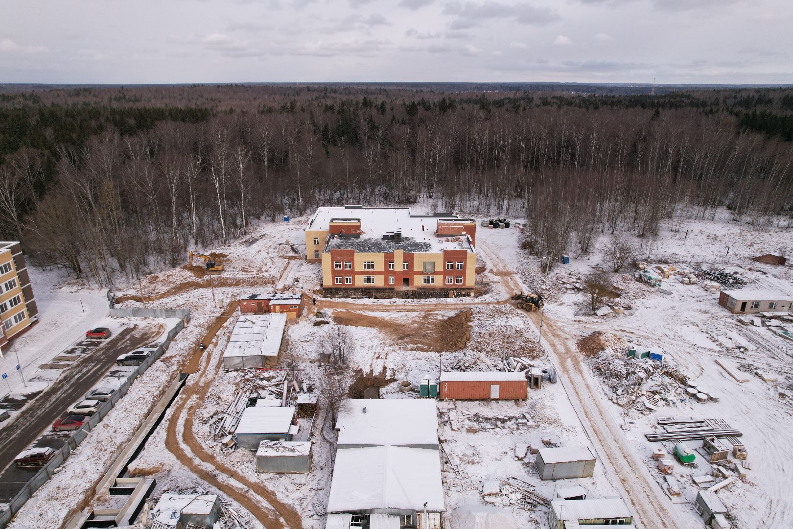 видео с коптера, жк малая истра, строительство детского сада,