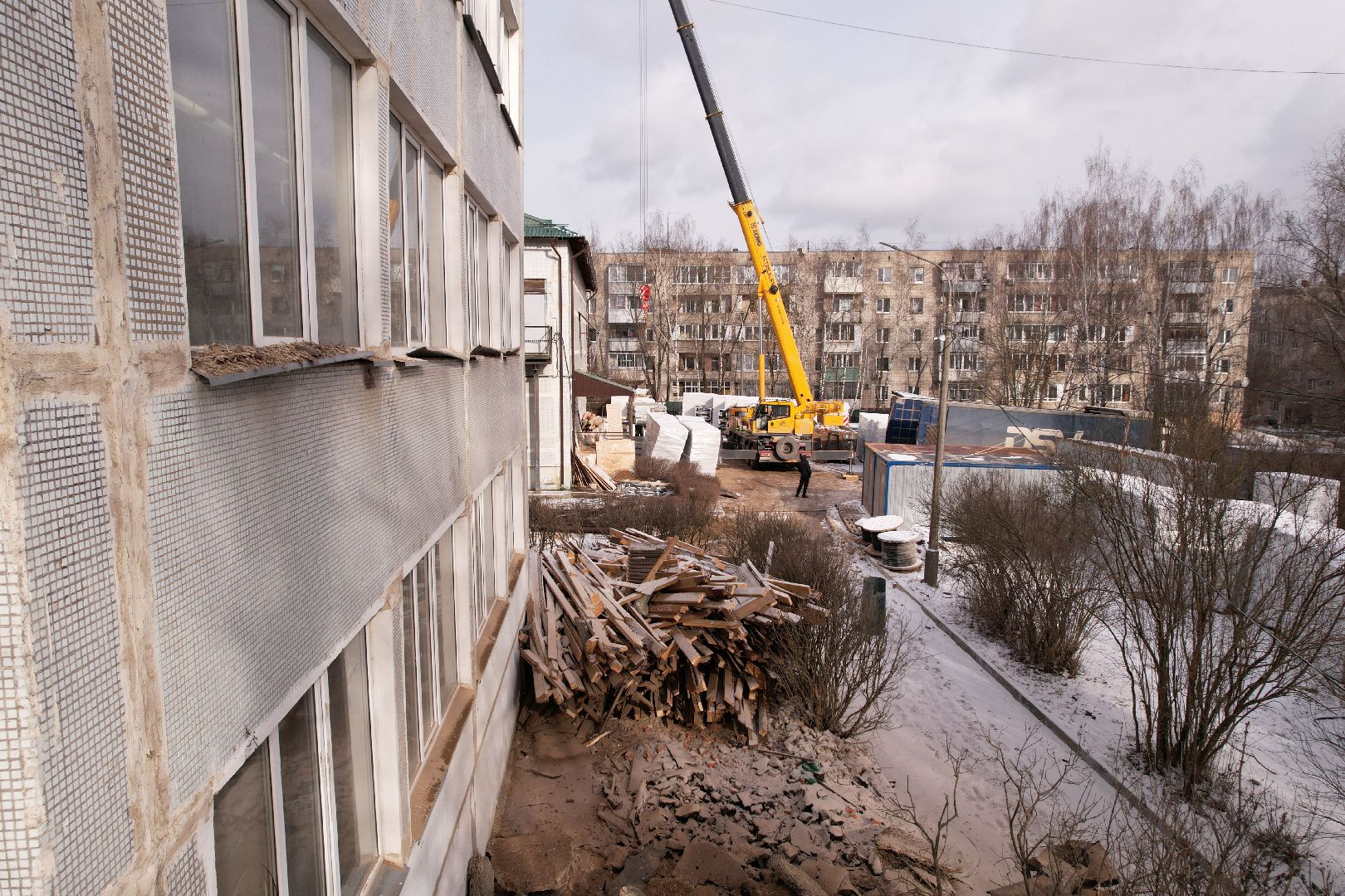 видео с коптера, истра, капремонт лицея,