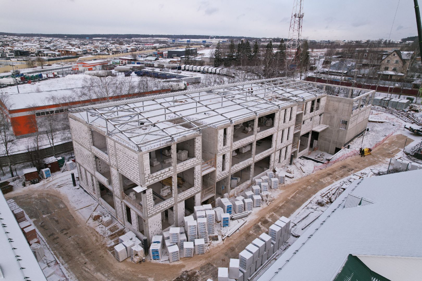 видео с коптера, покровская школа в истре, пристройка к школе в истре,