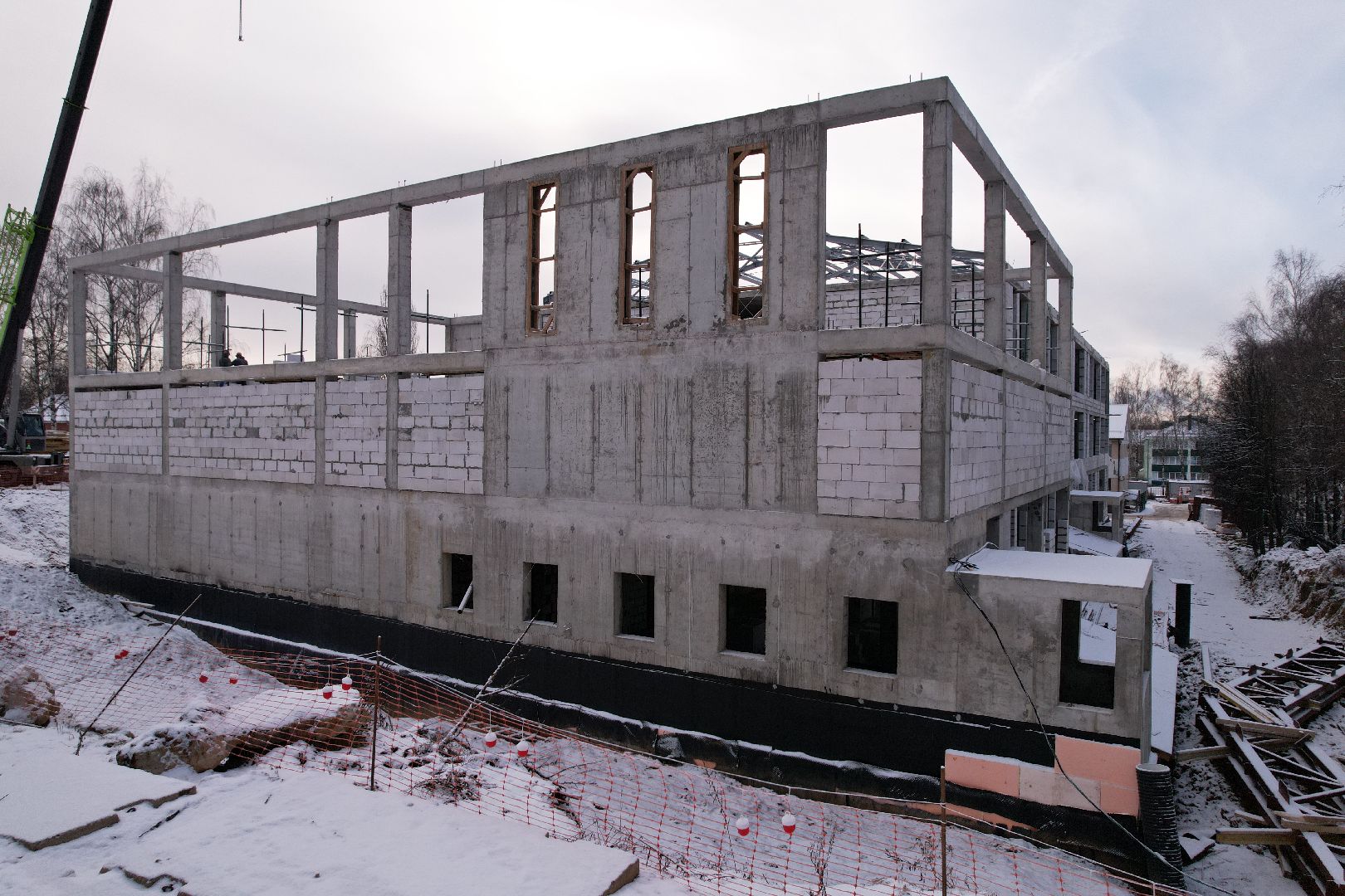 видео с коптера, покровская школа в истре, пристройка к школе в истре,