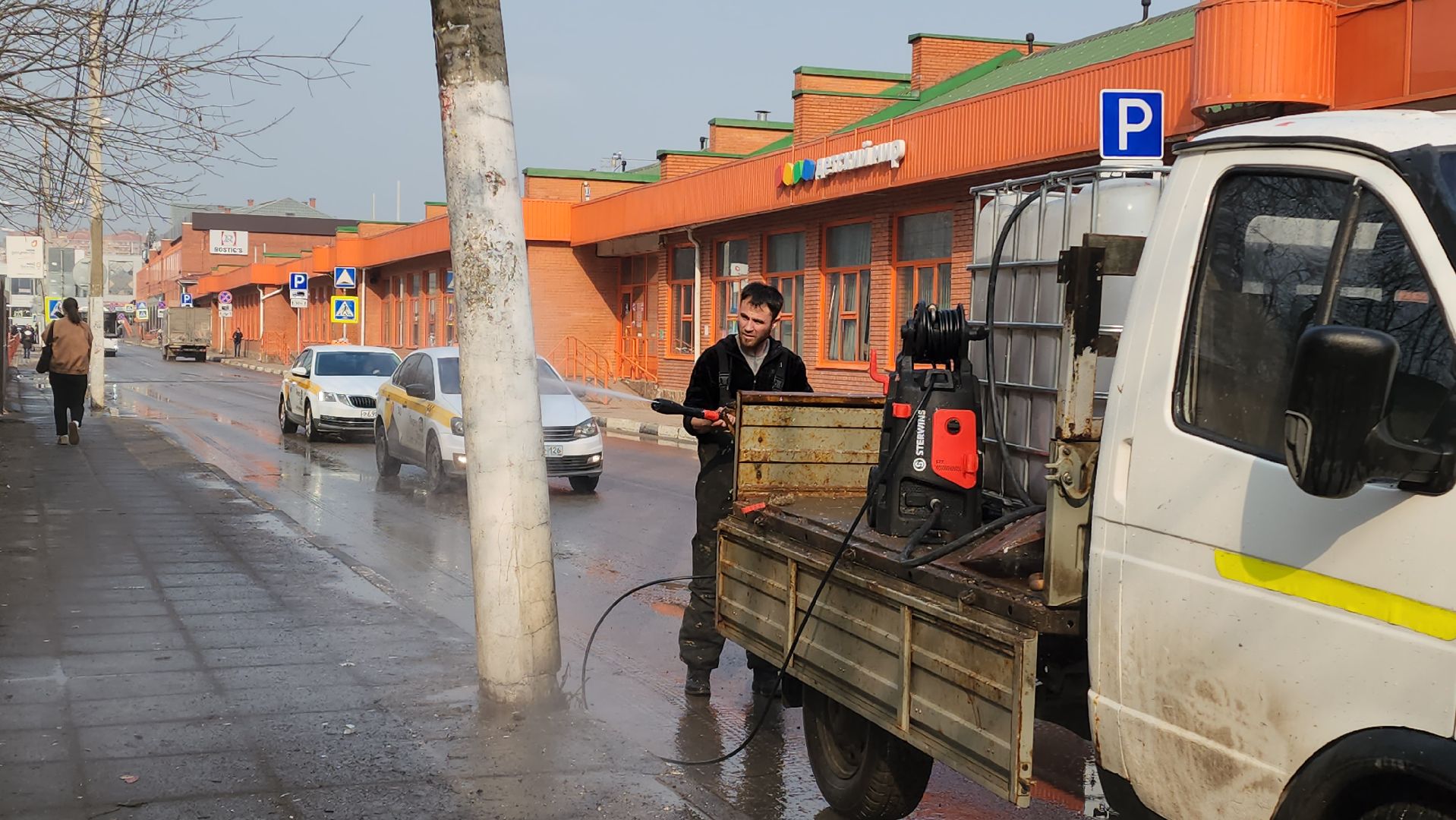 весенняя уборка, Промывка, дорожные знаки, Лобня,