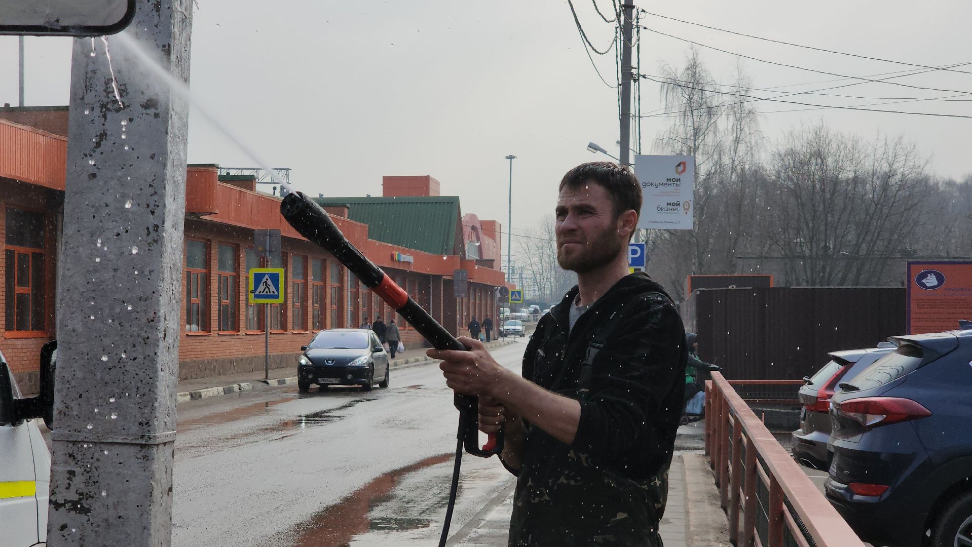 весенняя уборка, Промывка, дорожные знаки, Лобня,