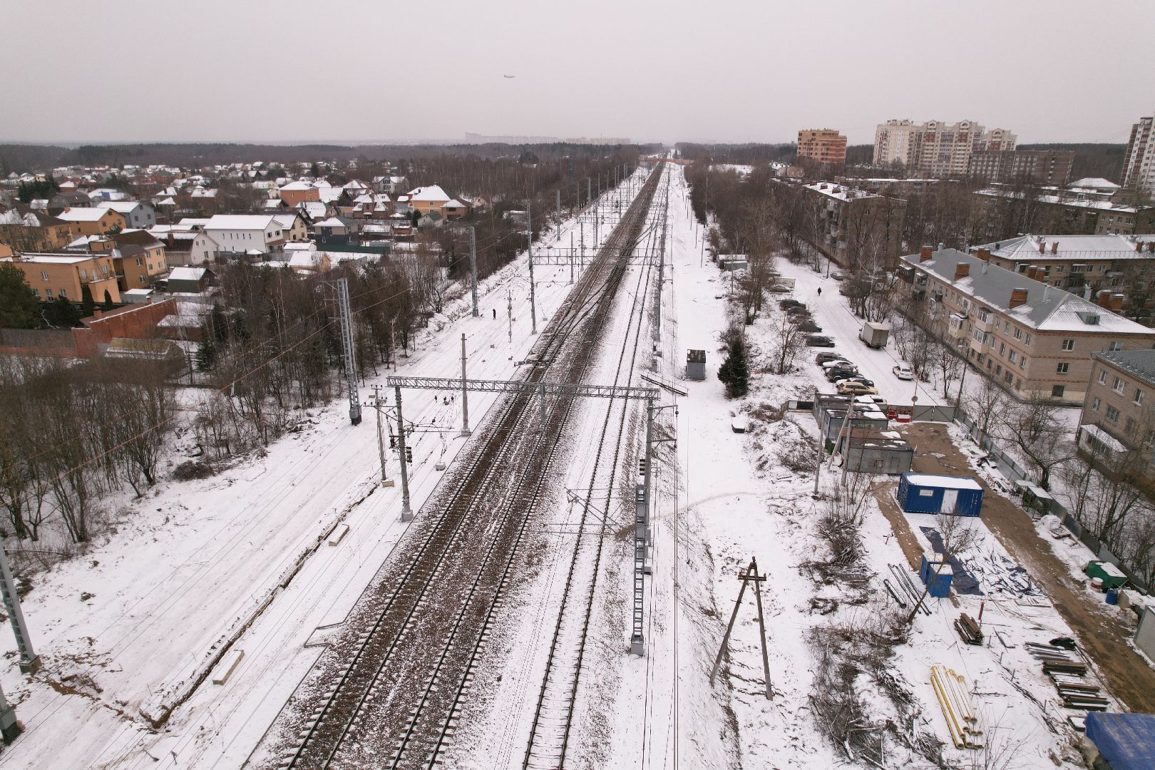 видео с коптера, лобня, пешеходные переходы, строительство перехода,