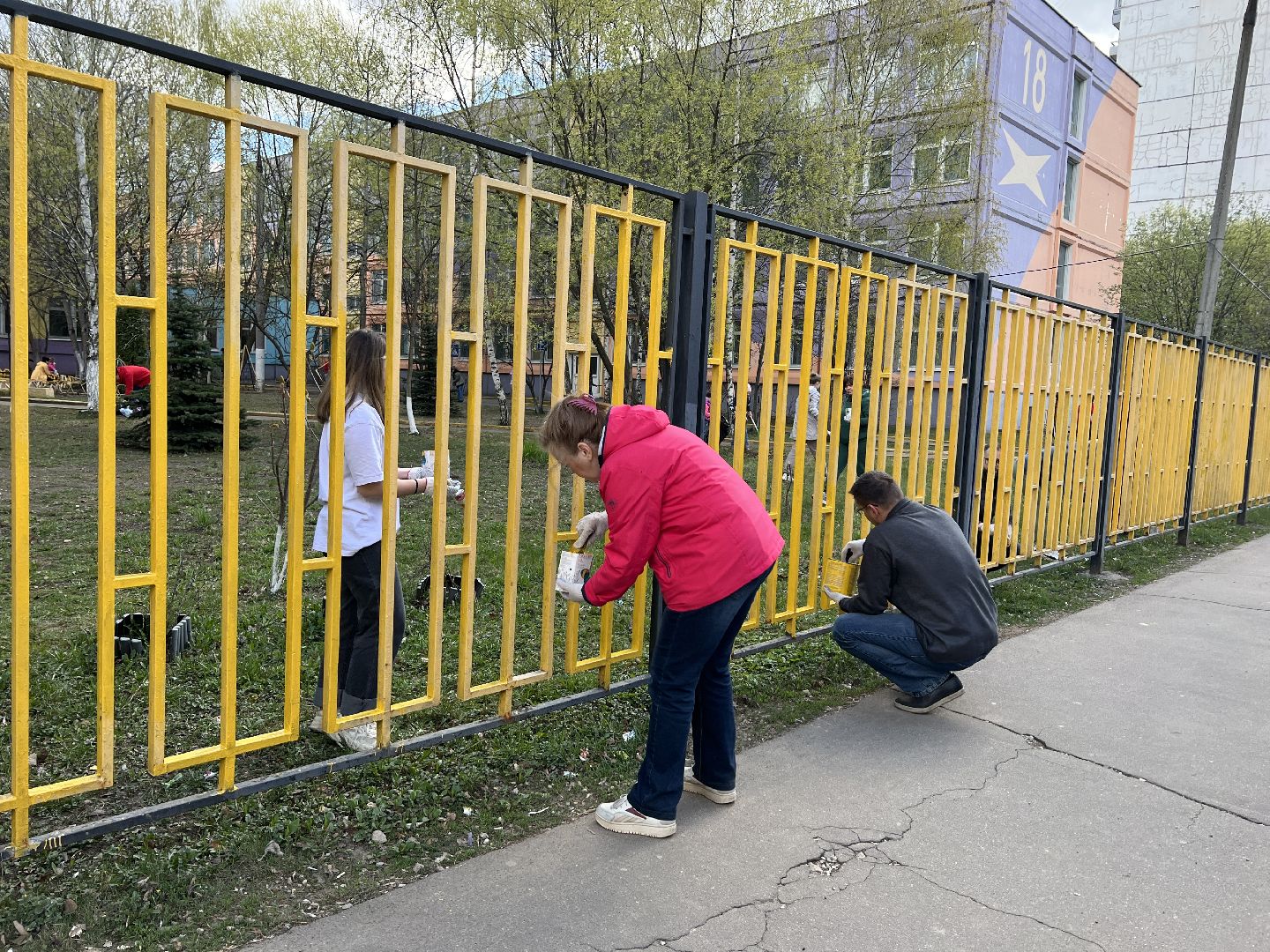 Химки, СОШ №18, школа, субботник, благоустройство, уборка