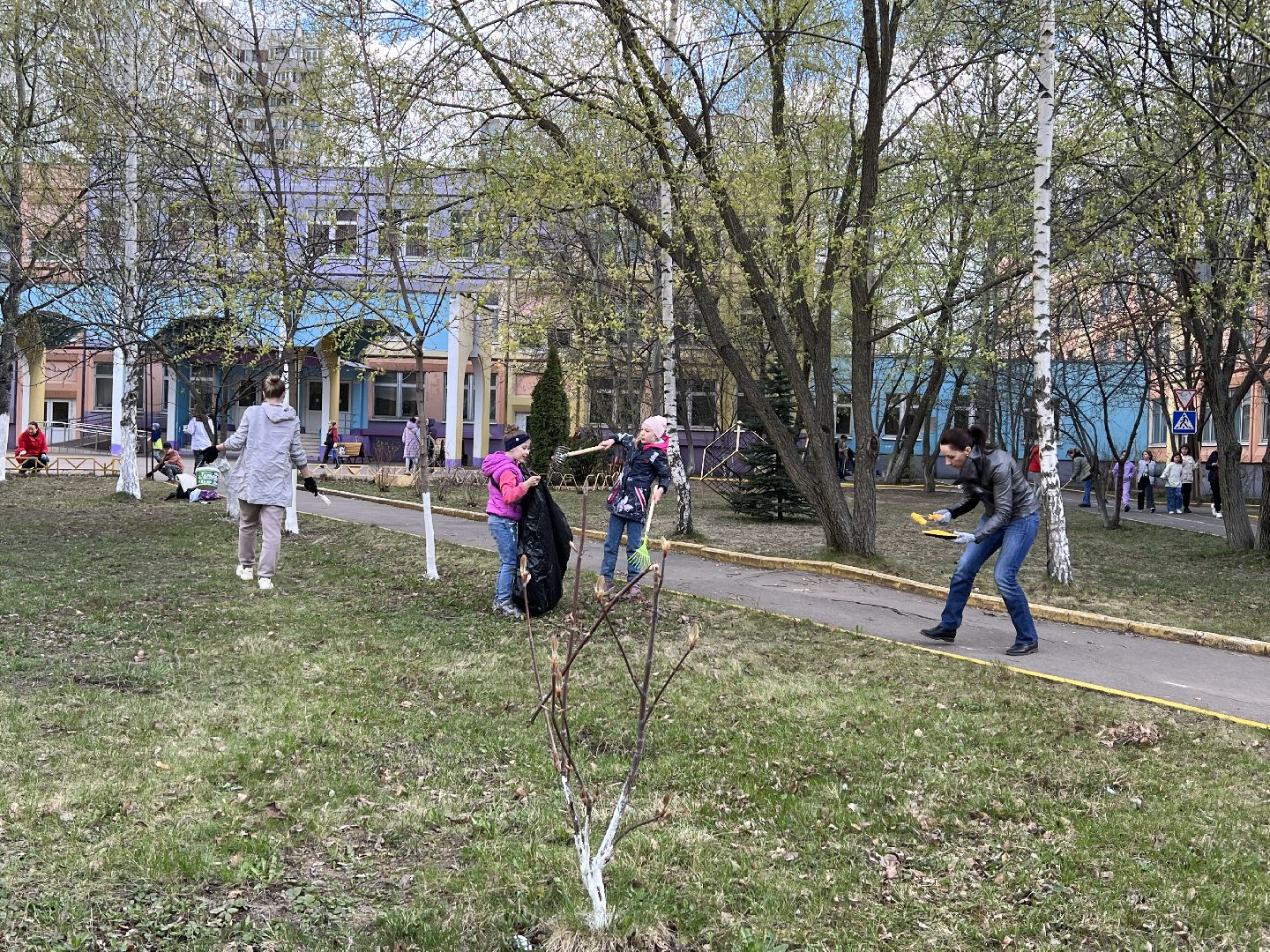 Химки, СОШ №18, школа, субботник, благоустройство, уборка