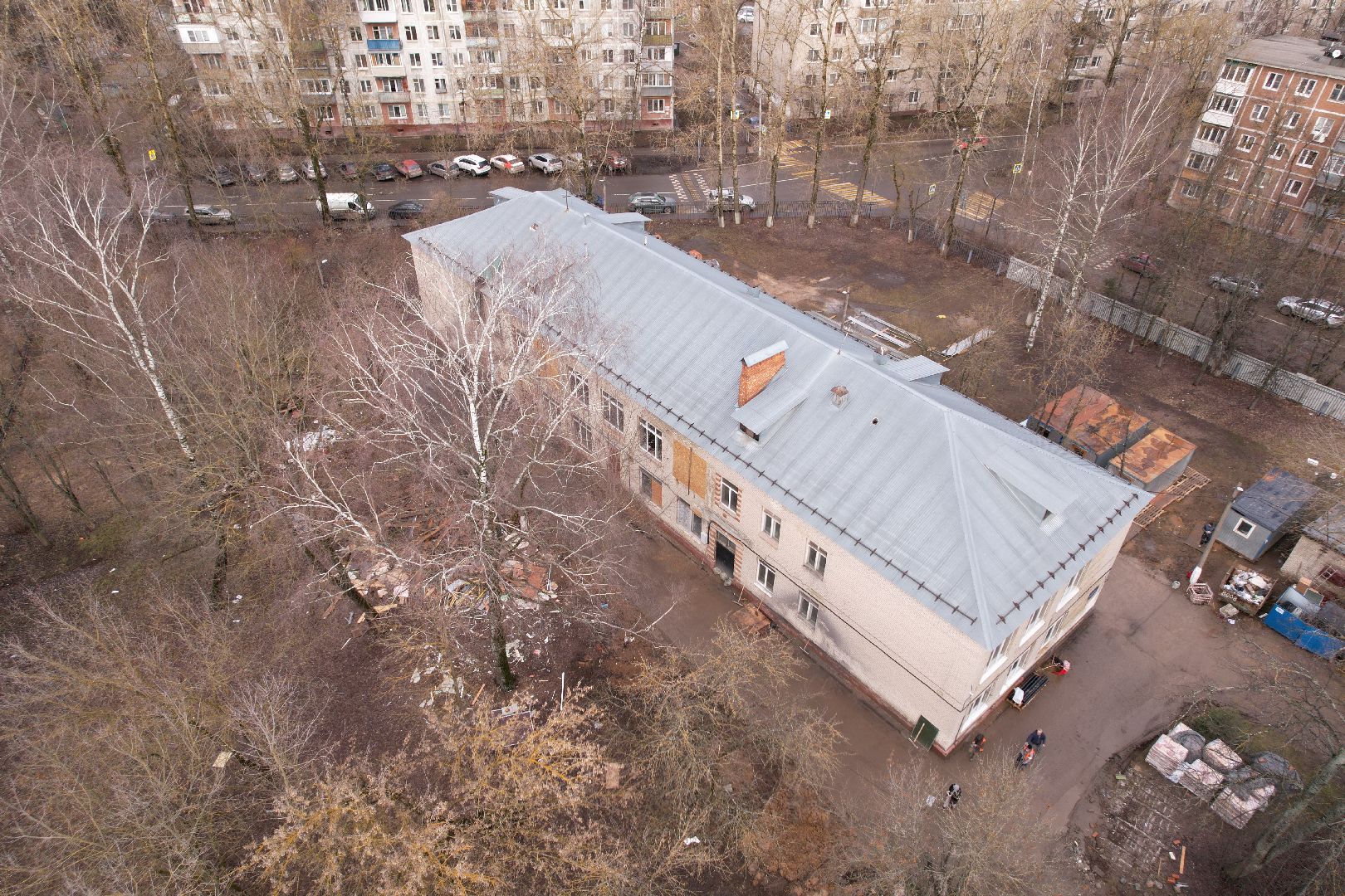 видео с коптера, химки, ремонт гимназии 23,