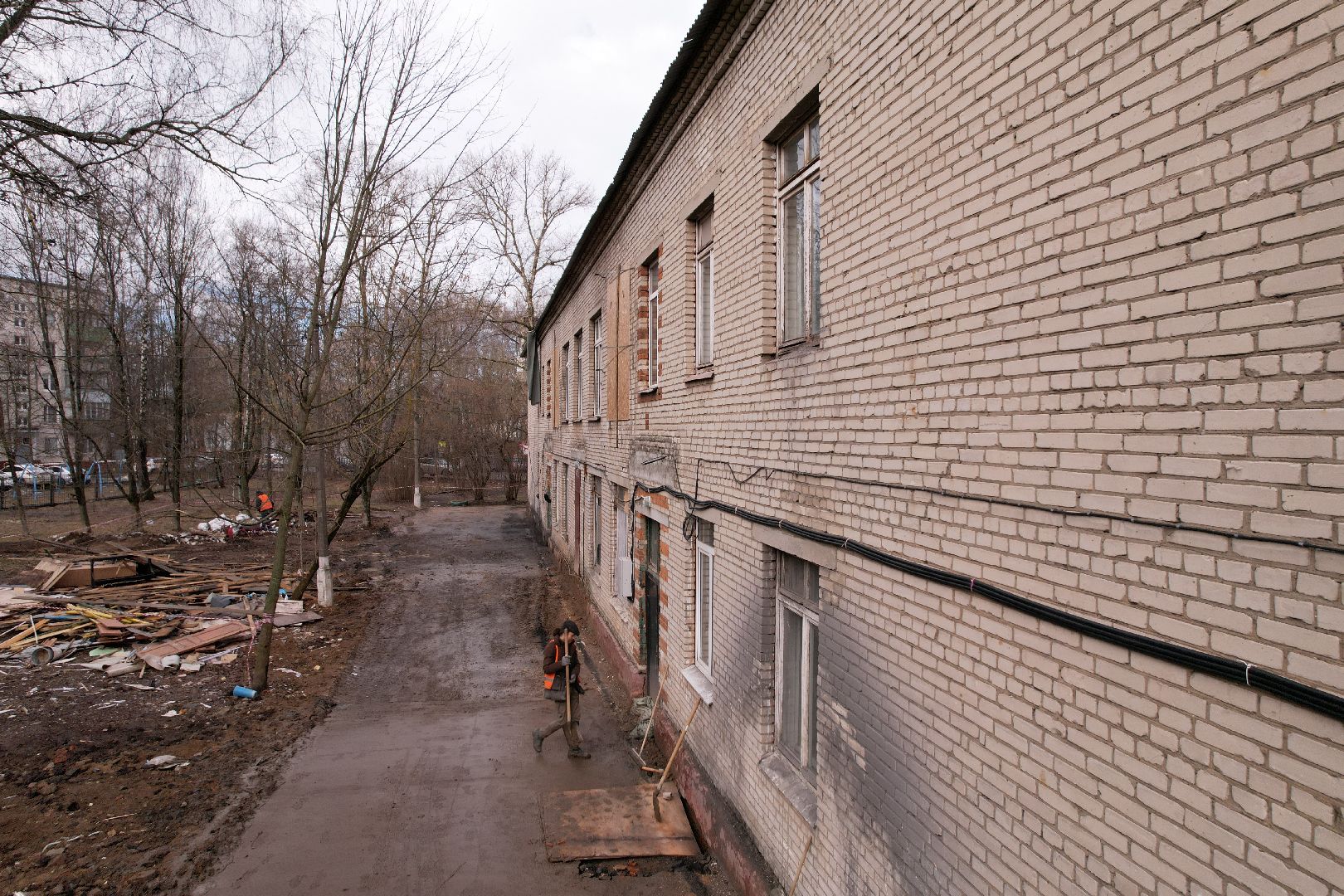 видео с коптера, химки, ремонт гимназии 23,