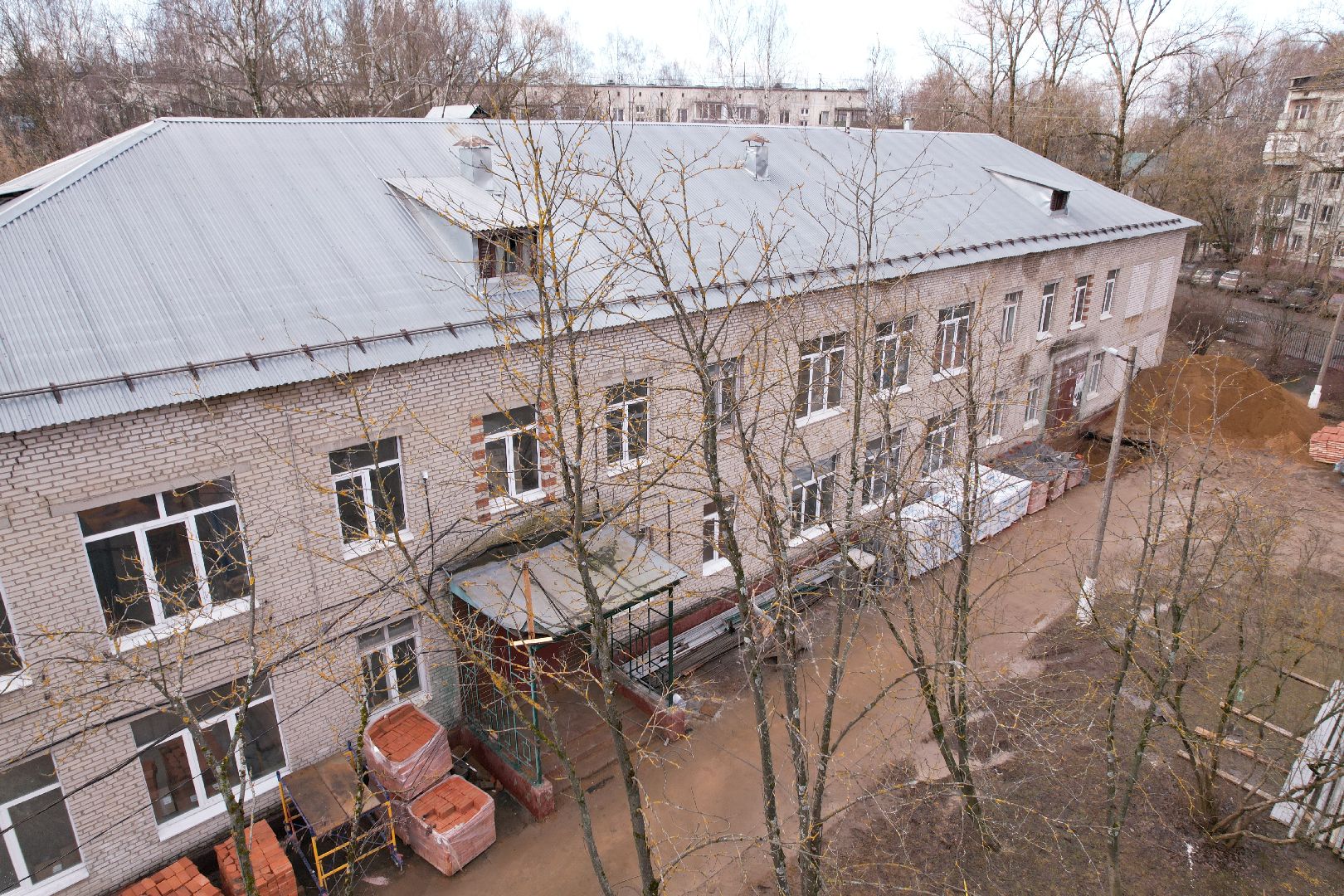 видео с коптера, химки, ремонт гимназии 23,