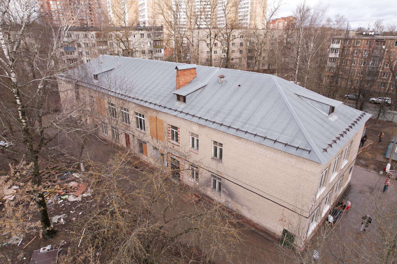 видео с коптера, химки, ремонт гимназии 23,