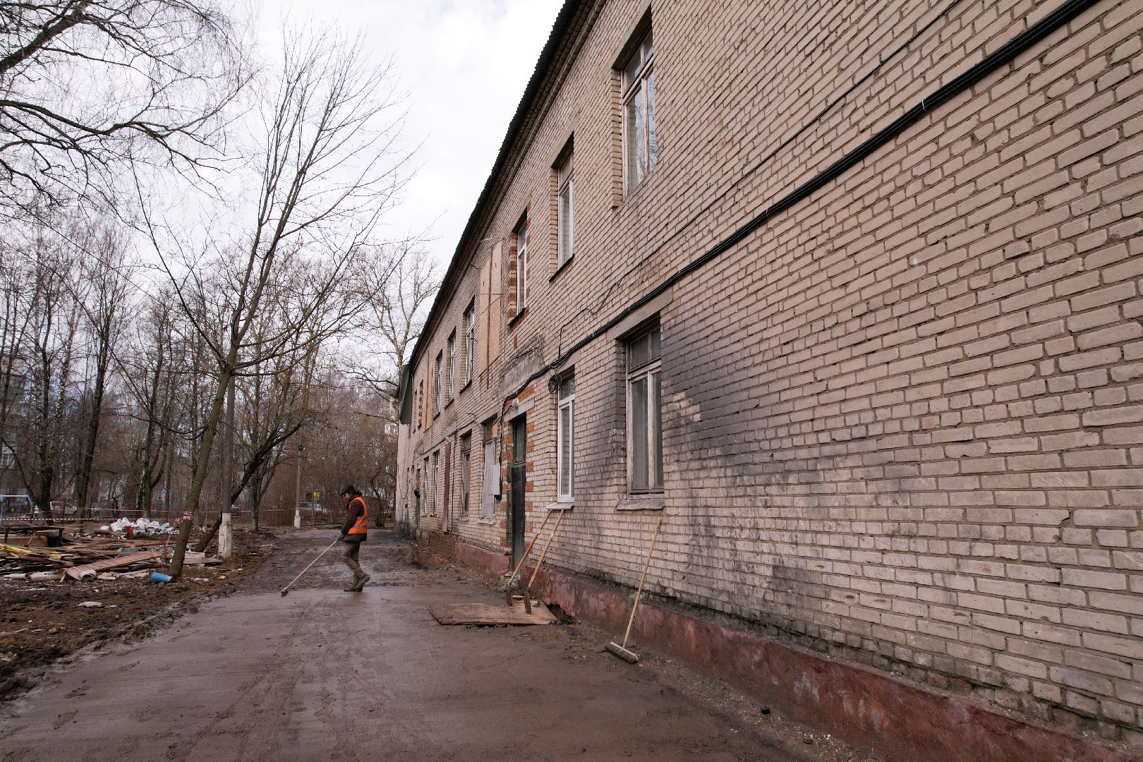 видео с коптера, химки, ремонт гимназии 23,