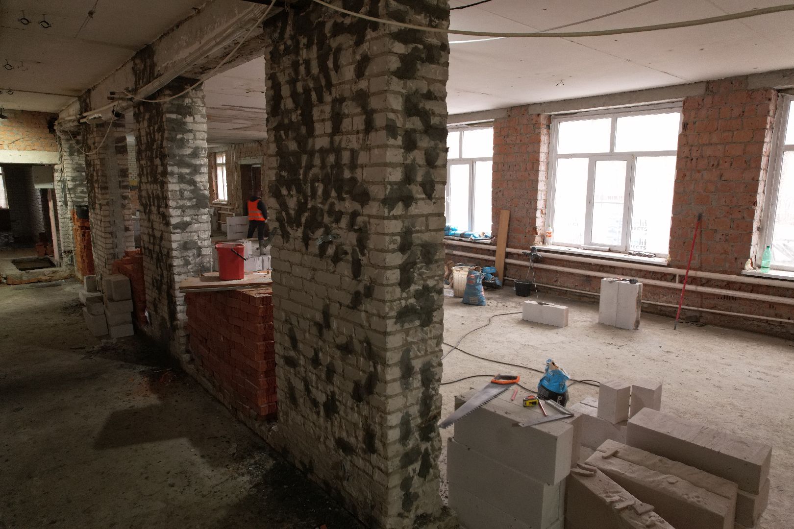 видео с коптера, химки, ремонт гимназии 23,