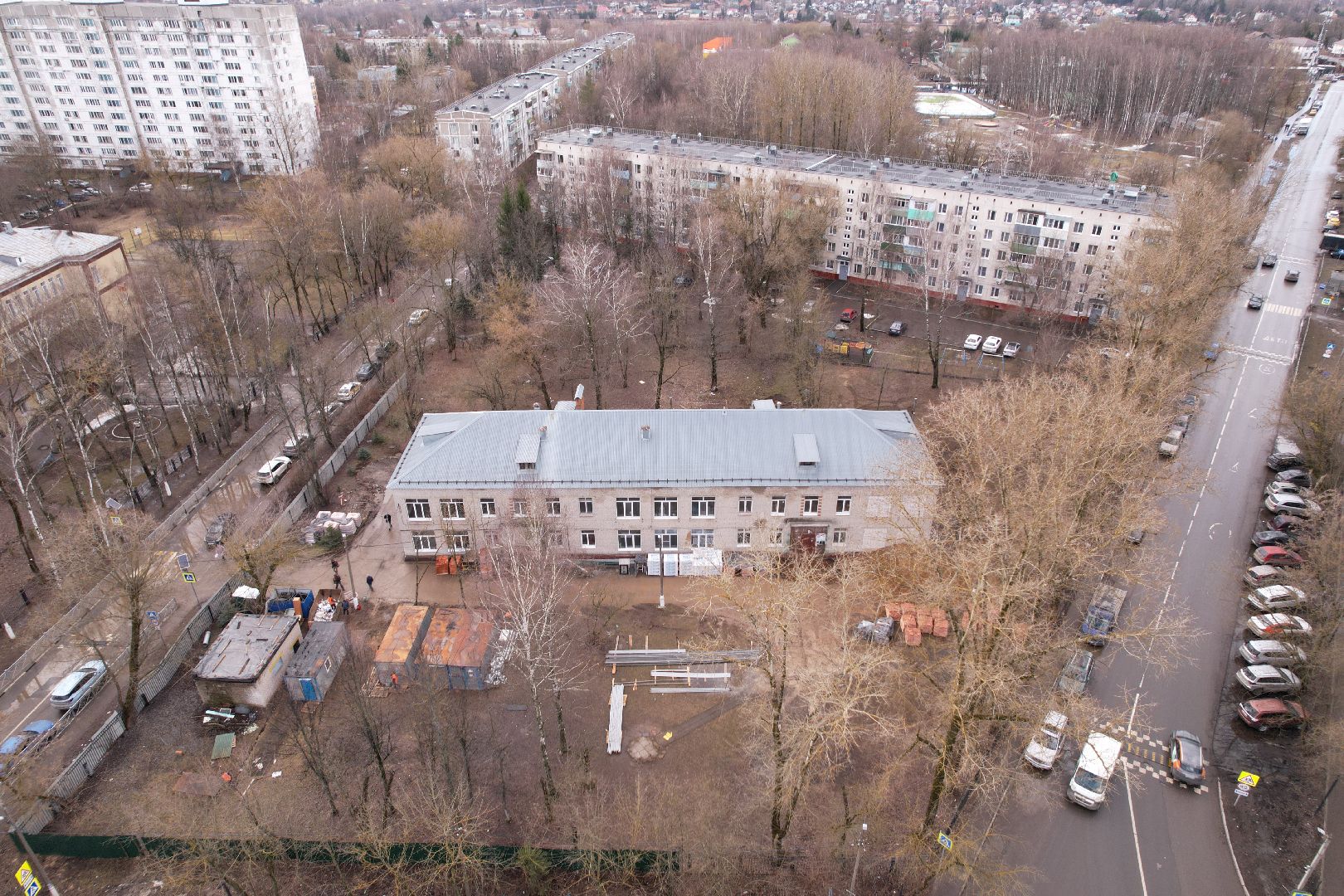 видео с коптера, химки, ремонт гимназии 23,