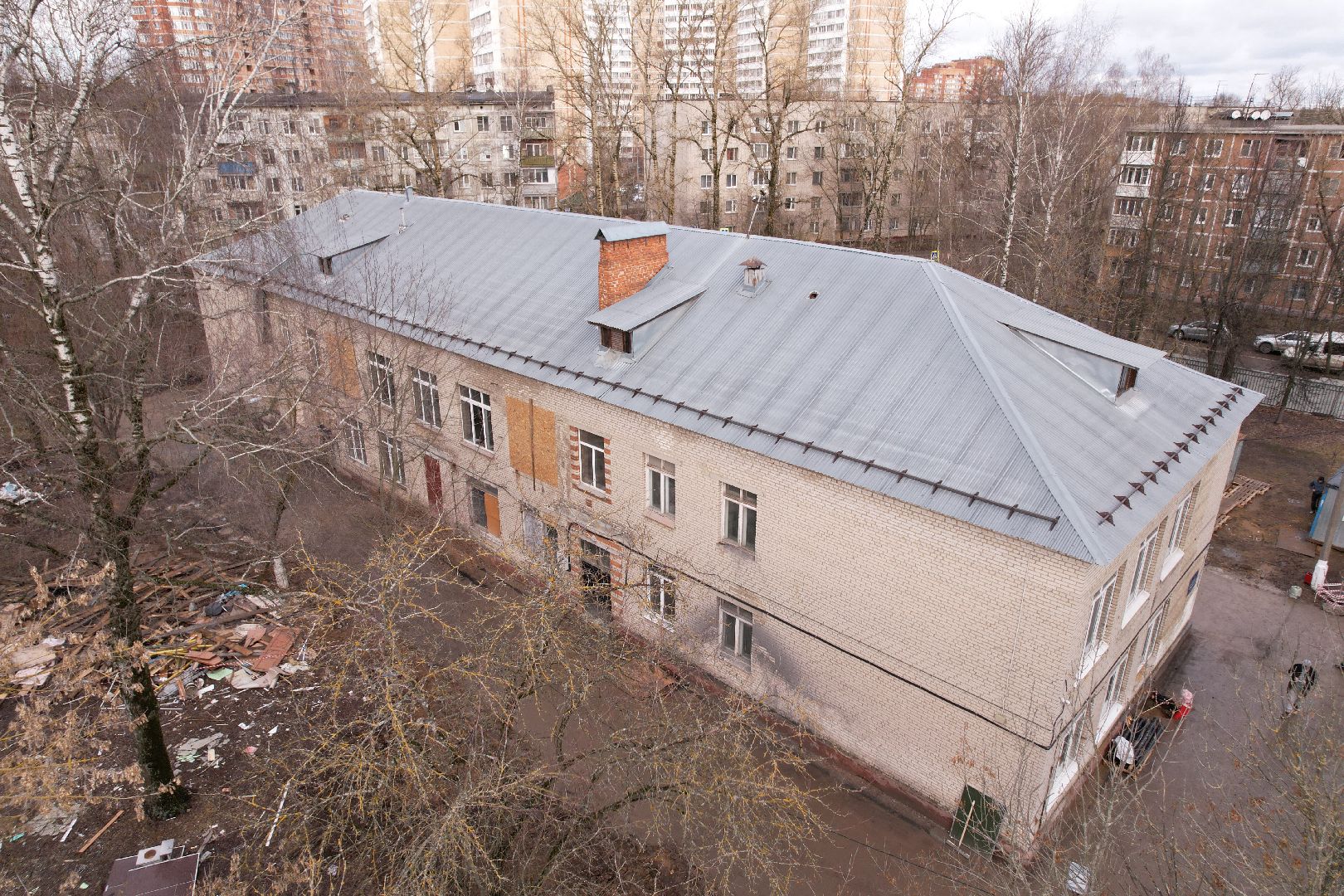 видео с коптера, химки, ремонт гимназии 23,