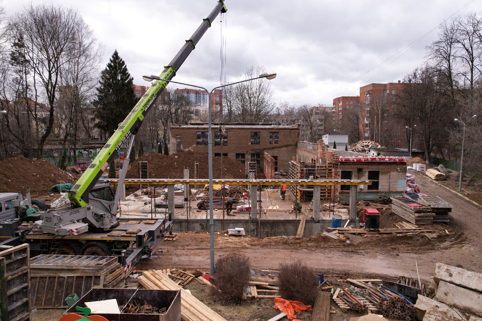видео с коптера, химки, капремонт детского сада, лицей 7 детский сад,
