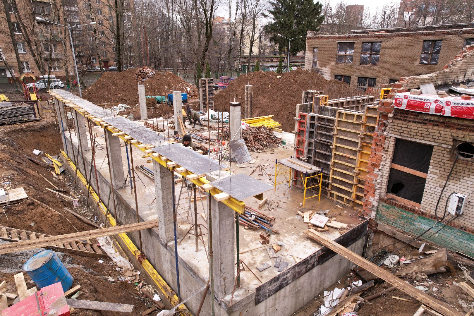 видео с коптера, химки, капремонт детского сада, лицей 7 детский сад,