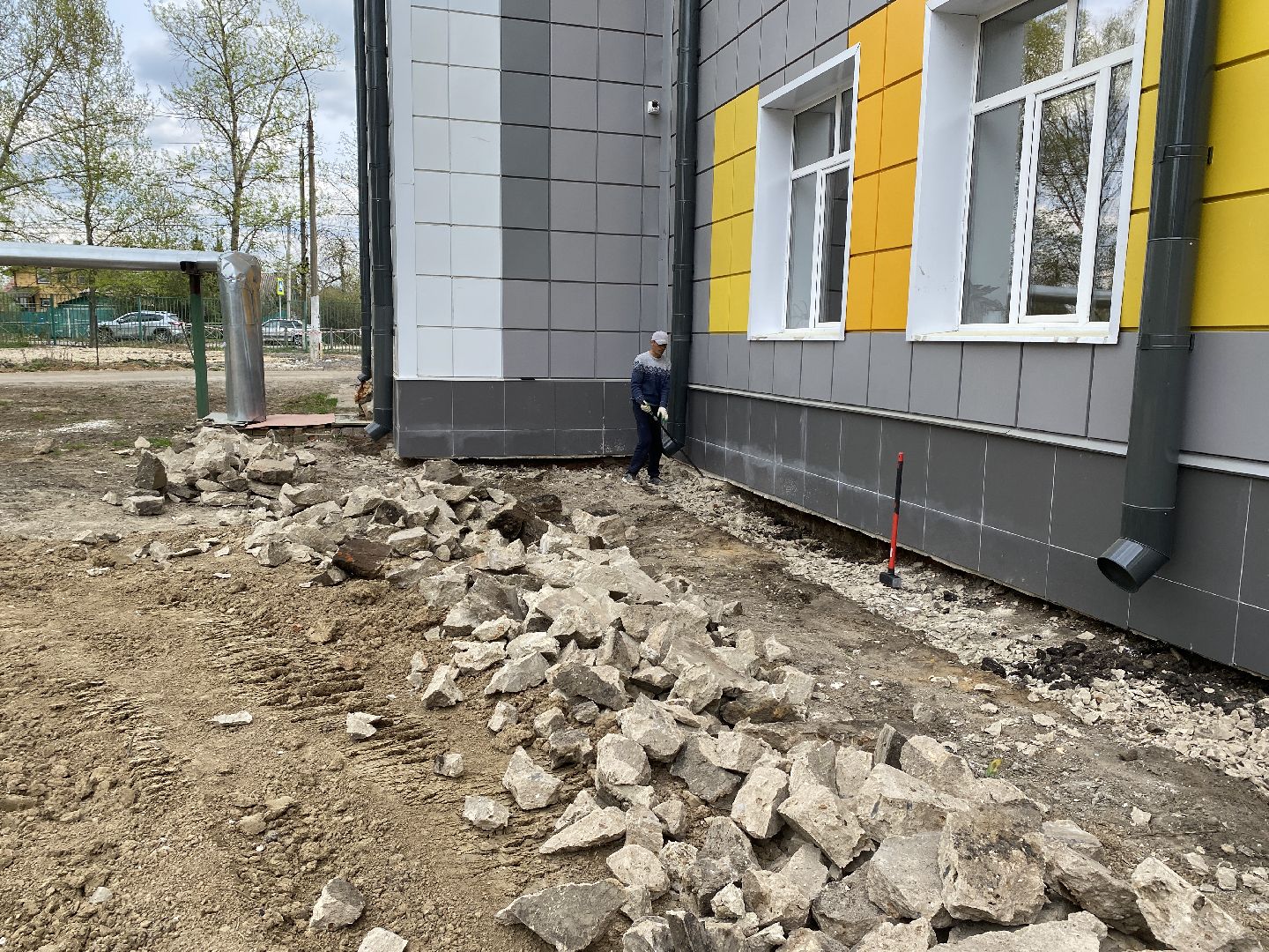 Чехов, благоустройство, школа, территория, отмостка