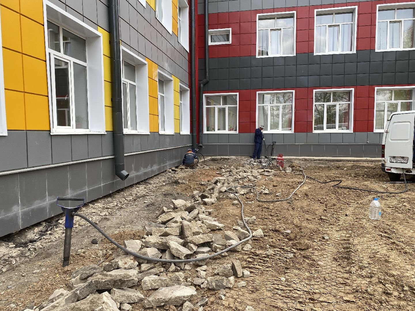 Чехов, благоустройство, школа, территория, отмостка