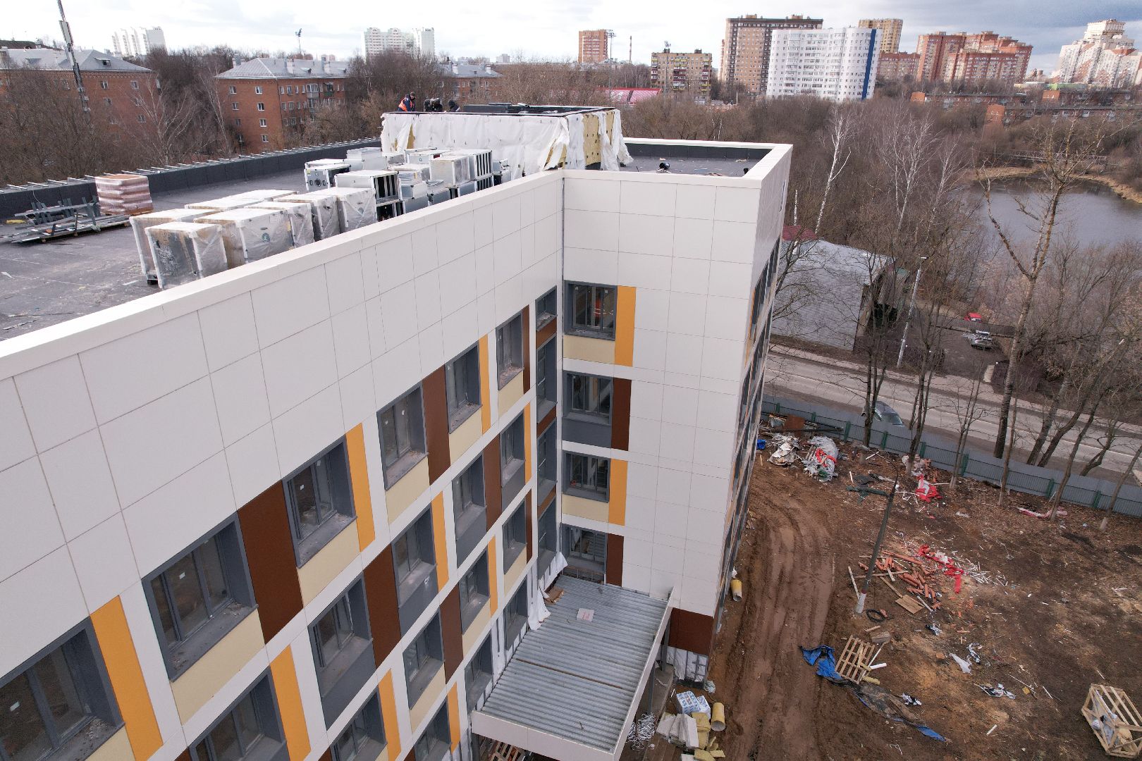 видео с коптера, капремонт роддома в химках,