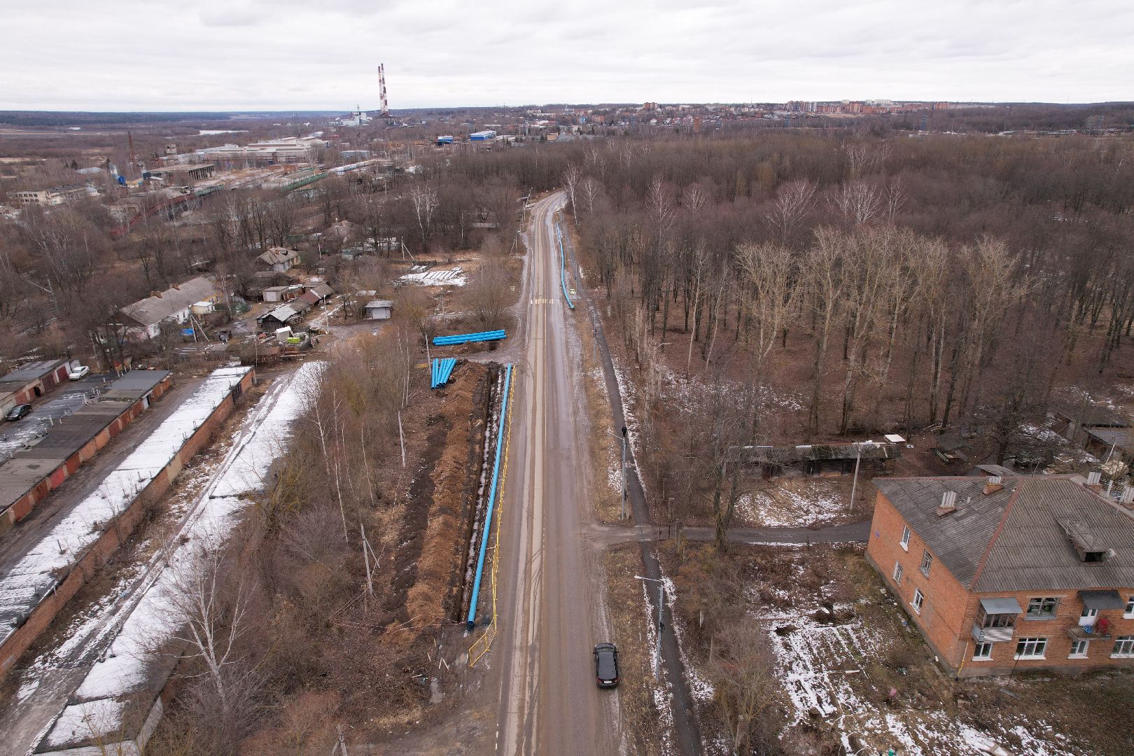 видео с коптера, трубопровод в кашире, канализационная сеть в кашире,