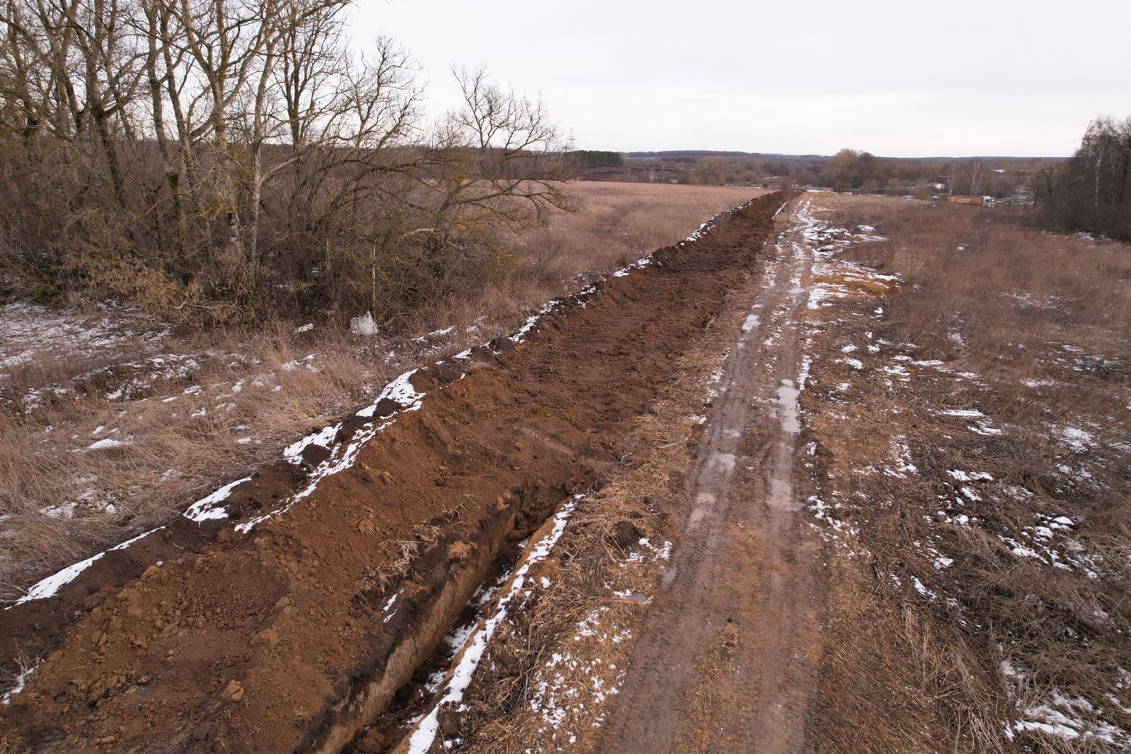 видео с коптера, трубопровод в кашире, ремонт канализационного трубопровода,