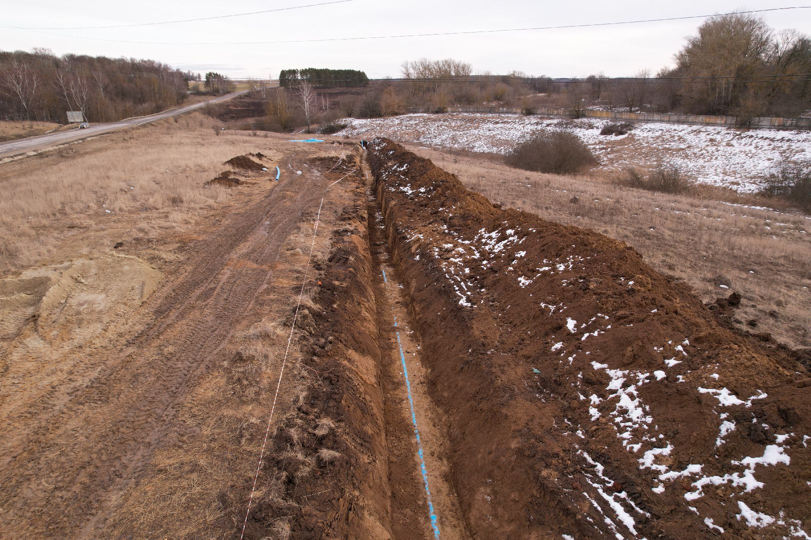 видео с коптера, трубопровод в кашире, ремонт канализационного трубопровода,